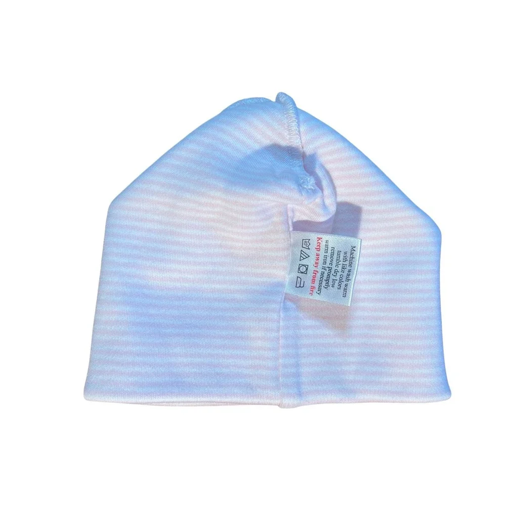 Magnolia Baby Pink Stripe Embordered‎ Football Preemie Infant Baby Hat